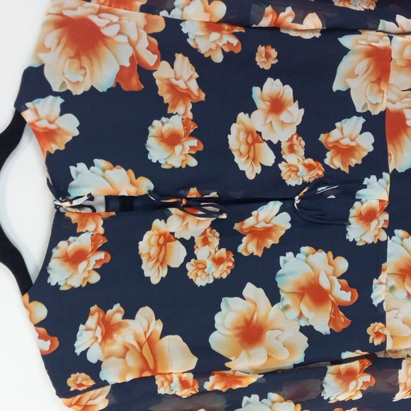 Betsey Johnson Floral Tie Back Dress Navy Size 4 - Picture 5 of 8